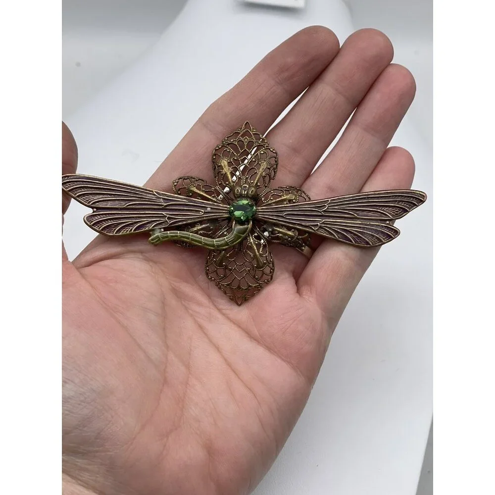 Vintage Sadie Green Signed Dragonfly Brooch Pin